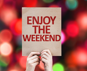 Enjoy the Weekend card with colorful background