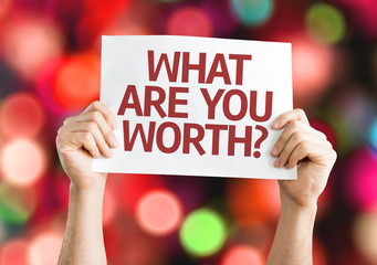 What Are You Worth? card with colorful background