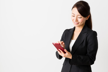 asian businesswoman on white background