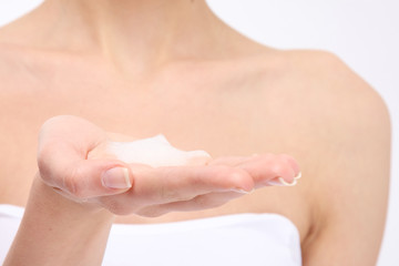 Health care cream in hand