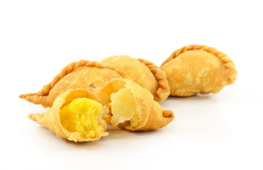 Curry Puff pastry isolated on white background