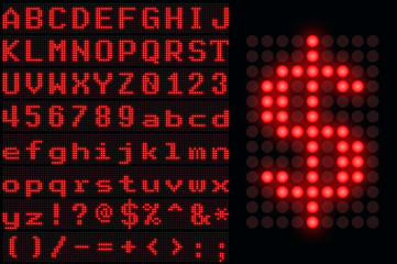 Red dotted LED display letter set