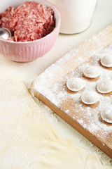 Cooking dumplings close-up