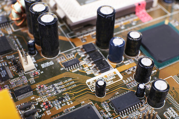 Computer motherboard, macro view