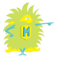 Cute furry super hero monster standing