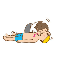 女性　こども　人工呼吸　イラスト