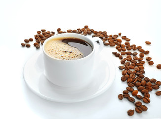 Cup of coffee isolated on white