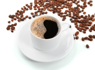 Cup of coffee isolated on white