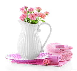 Set for washing face isolated on white