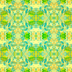 .An abstract pattern of flowers and leaves