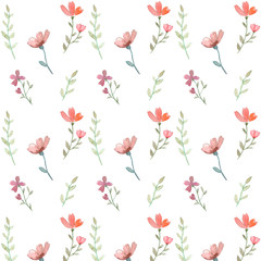 Seamless flowers and leaves pattern