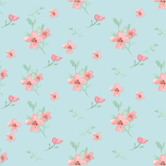 Seamless flowers and leaves pattern