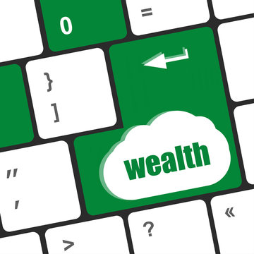 cloud icon with wealth word on computer keyboard key
