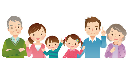 3世代家族　6人　上半身