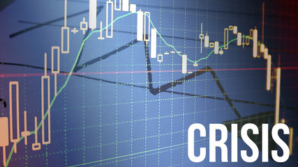 Crisis blue graph with text