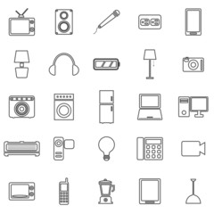 Electrical machine line icons on white background