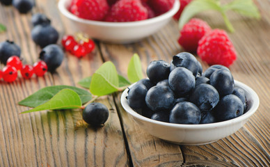 Raspberries and blueberries