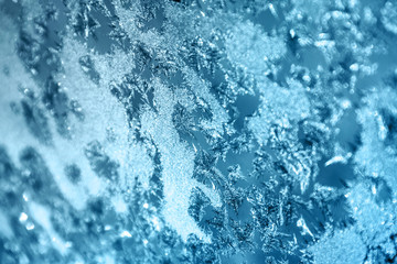 Shiny winter window ice decoration