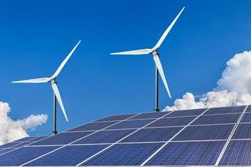 solar panels and wind turbines energy from nature