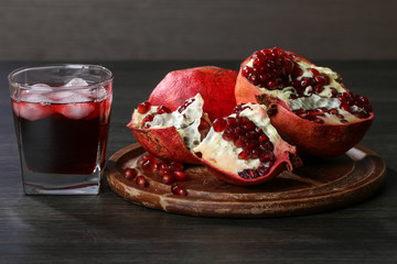 pomegranate juice and Red pomegranate fruit