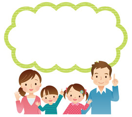 若い家族　4人　吹き出し