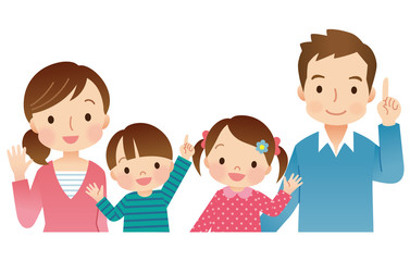 若い家族　4人　上半身