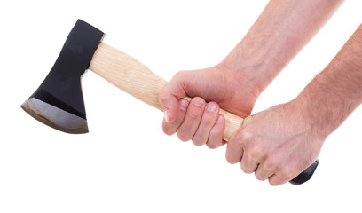 Hand holding a modern axe