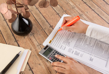 Women calculating taxes