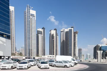 Gordijnen Parking lot in the city of Dubai, United Arab Emirates © philipus