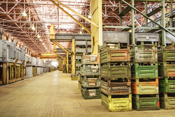 Big storage room with metal boxes