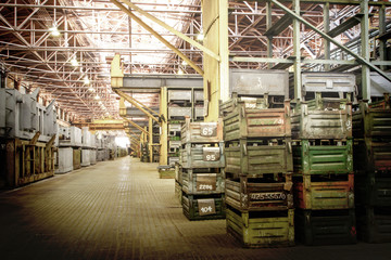 Big storage room with metal boxes