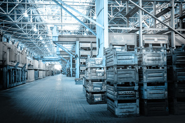 Big storage room with metal boxes