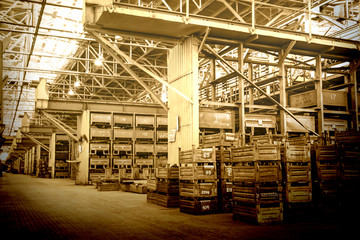 Big storage room with metal boxes