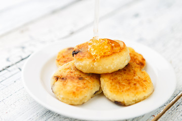 Delicious homemade cheese pancakes