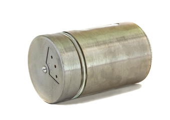 Salt shaker with a perforated lid.Insulated