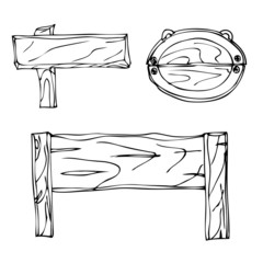 Set of Vector Single Sketch Signpost