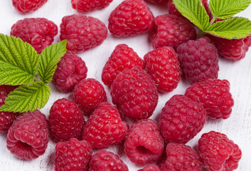 Raspberry super food on white background