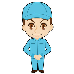 直立する帽子の作業者