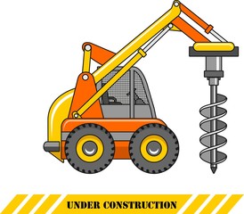 Drilling equipment. Construction machines. Vector illustration
