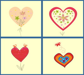 Abstract vector illustration set of hearts
