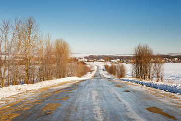 Snow-covered road
