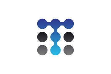 T letter dots technology logo