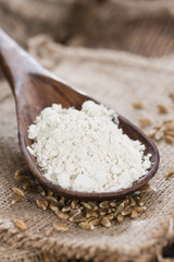 Portion of Spelt Flour (close-up shot)