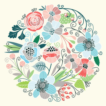 Fototapeta Round floral pattern. Vector background