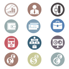 Colored Financial Icons Set
