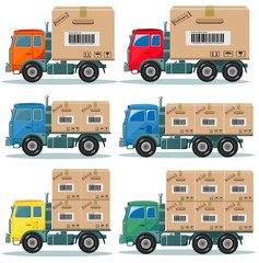 Truck for delivery vector set