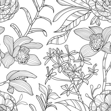 Fototapeta Seamless floral pattern