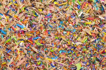 Colourful pencil shavings background.