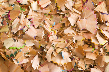 Colourful pencil shavings background.