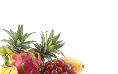 Group of fresh fruits on white